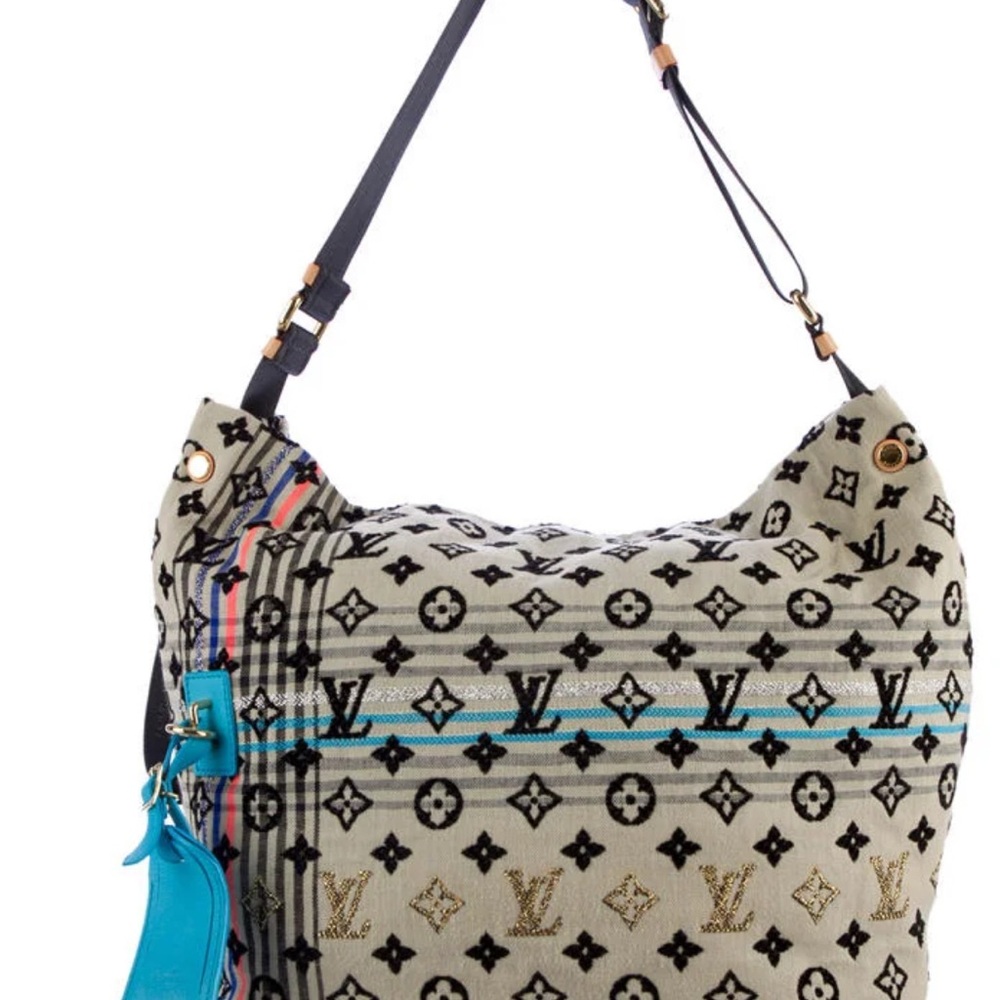 Louis Vuitton Tan and Blue Hobo Bag